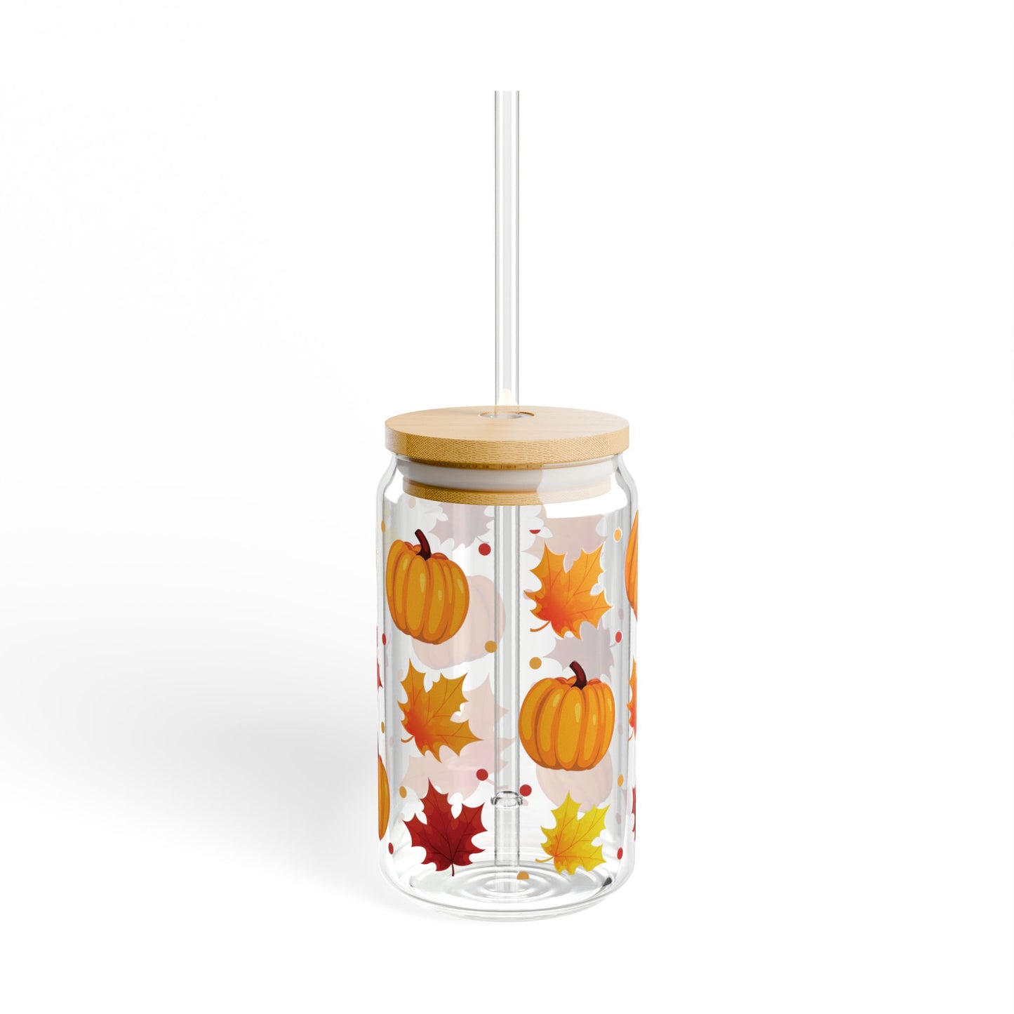 Autumn Leaves Sipper Glass, 16oz - Festive Fall Drinkware